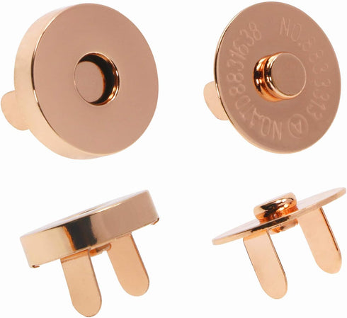 Mini Skater Magnetic Button Clasp Snaps for Sewing Craft Bag Clothing Scrapbooking No Tools Required, 6-Pack (18mm, Rose Gold)...