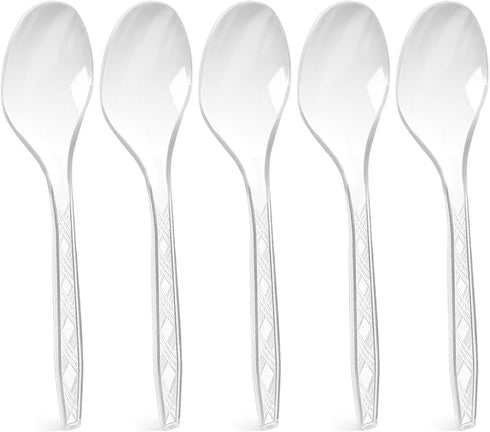 HANSGO 90PCS Clear Plastic Spoons, Heavy Duty Spoons Plastic Silverware Set Disposable Spoons for Party Wedding Picnic...
