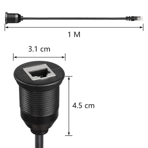 SinLoon RJ45 Panel Flush Mount Cable 3FT RJ45 Male to Female Car Flush Mount Cable Cat6A Cable for Car Truck Boat Motorcycle Dashboard Computer et...