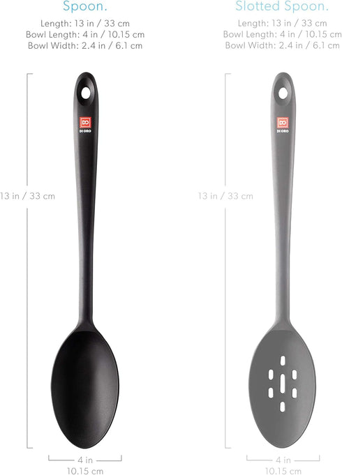 DI ORO Cooking Spoon - Solid Silicone 600F High Heat Nonstick Cookware Safe - Kitchen Spoon for Cooking & Baking - Large Serving & Mixing Utensil ...