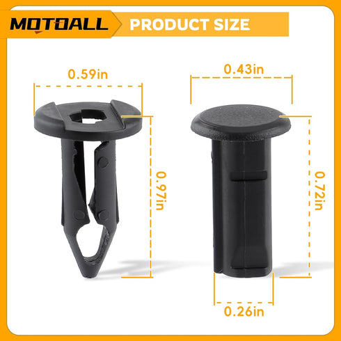 MOTOALL 100X Plastic Fender Fastener Rivet Push Clips for Honda ATV Suzuki Kawasaki 90653-HC4-900...