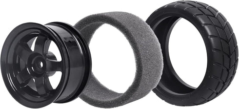 12mm Hex Wheel Rims & Rubber Tires with Foam Inserts for RC 1/10 On-Road Touring Car, Set of 4...