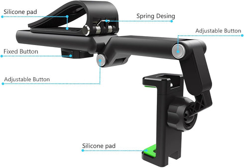 Rotatable and Retractable Car Phone Holder - 2024 New 1080° Multifunction Sun Visor Universal 360 Rotating Cell Phone Holder Mobile Mount for Vehi...
