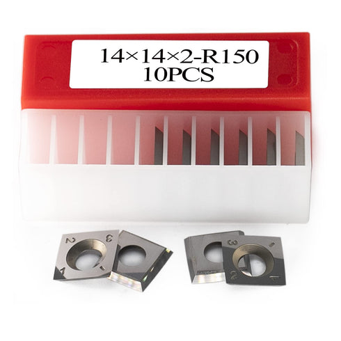 14mm Square Carbide Inserts Cutters Knives Blades with Radius 14×14×2.0mm-R150-30°for Woodworking Spiral/Helical Planer Cutter Head or Lathe Turni...