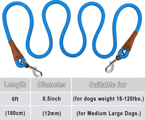6 Foot Dog Tie Out Rope Leash, Heavy Duty Climbing Nylon Basic Leash for Camping, Indoor, Outdoor and Front Yard...