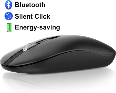 cimetech Bluetooth Mouse for Laptop, Slim Silent Wireless Mouse, Portable Computer Mice with USB Receiver, Metal Scroll Wheel for Laptop, Notebook...