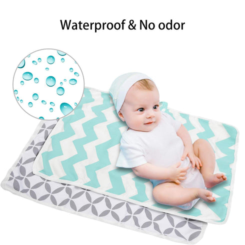 Portable Changing Pad, 2 Pack Baby Waterproof Diaper Changing Pad Reusable and Washable Newborn Travel Mat Station for Home Travel Outside...