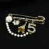 Vintage Crown Number 5 Lapel Pins and Brooches for Women Rhinestone Jewelry with Simulated Pearl...