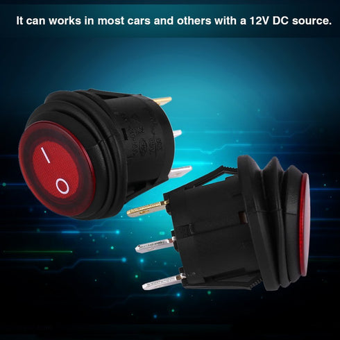 2pcs Rocker Switch,Red LED Light 12V 20A 3Pin Car Auto Boat Round On-Off Rocker Toggle Switch...