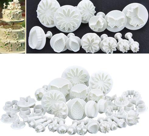 Daycount 33 Pcs Fondant Tools, Fondant Cake Mould, Ejector Stamp Modeling Cookie Plunger Cutter Sugarcraft Flower Leaf Butterfly Heart Shape Decor...