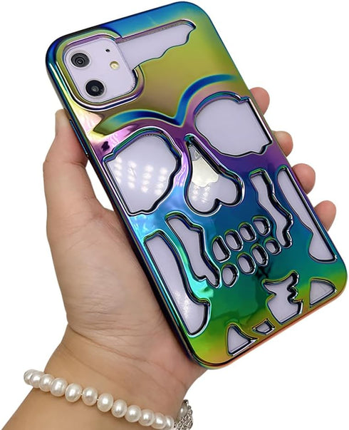 2023 Luxury Plating Skull Phone Case - for iPhone 13 Pro Metal Hollow Soft Cases Cover, Personality Carving Phone Cover......