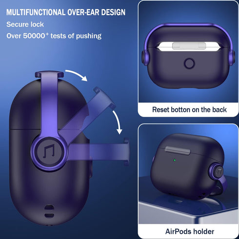 R-fun Airpods Pro Case (2nd/1st Gen,2023/2022/2019) with Secure Lock & Cleaning Kit, Music Headset Earphone Protective Case Cover Compatible with ...
