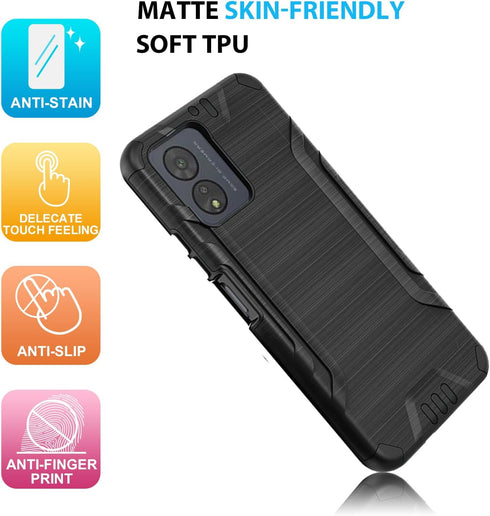 TJS Compatible for Boost Celero5G SC 2024 Case (SC Version Only), with Tempered Glass Screen Protector Magnetic Support Hybrid Shockproof Metallic...