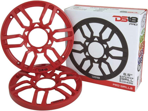 DS18 PRO-GRILL6 Speaker Cover - 6.5-Inch Car Audio Plastic Universal Speaker Grill Cover, Cover and Protect Your Speakers - Red - Set of 2...