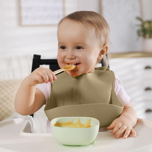 AHOM Set of 2 Baby Food Bib for Babies and Toddlers/ Silicone Baby Unisex Bib/ Dishwasher Safe...