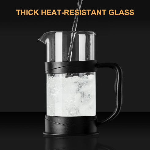 PARACITY French Press Coffee/Tea Maker, Camping Mini Coffee/Tea Press of 304 Stainless Steel Filter and Heat Resistant Glass, Cold Brew Coffee Mak...