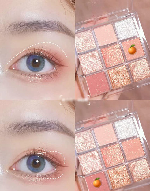 Kayswang 9 colors glitter eyeshadow palette makeup palette matte high pigment color cream texture natural eye shadow powder eye shadow palette in ...