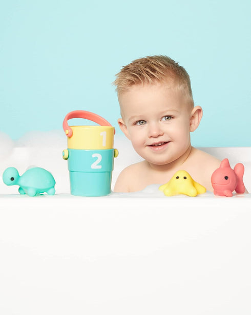 Simple Joys by Carter's Stacking Buckets and Ocean Squirties Bath Toy Bundle, One Size...