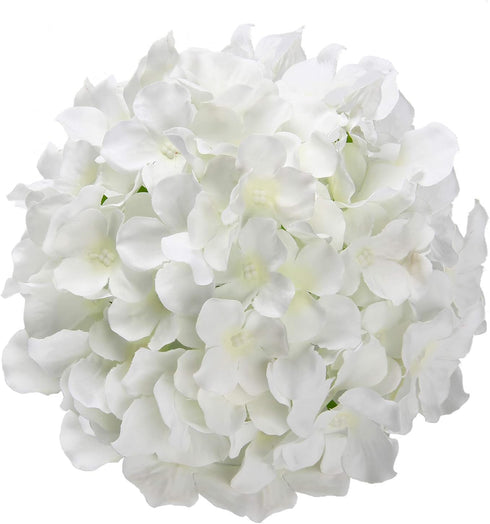 10pcs Hydrangea Silk Flowers Heads with Stems Artificial Hydrangea Flowers for Wedding Home Party Baby Shower Decor (White)...