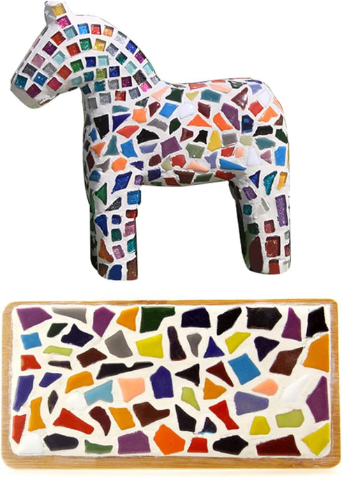 PINUO&KE 200 Pieces / 200 g Square Shapes 1x1 cm Square Ceramic Mosaic Mosaic Tiles for Crafts, Colorful Stained Glass Pieces for Mosaic Projects ...