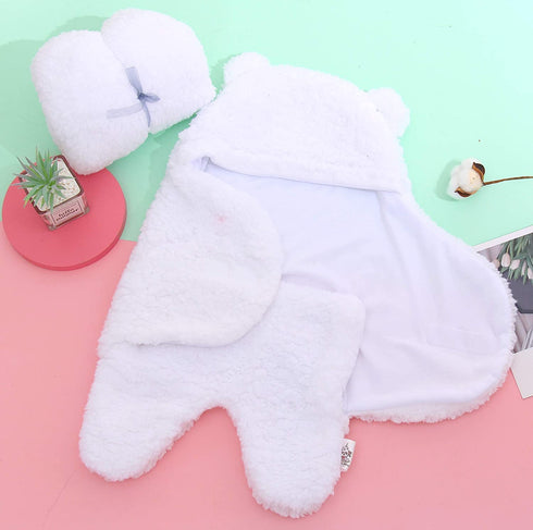 2 Pack Sherpa Baby Swaddle Blanket - Aquamarine and White...