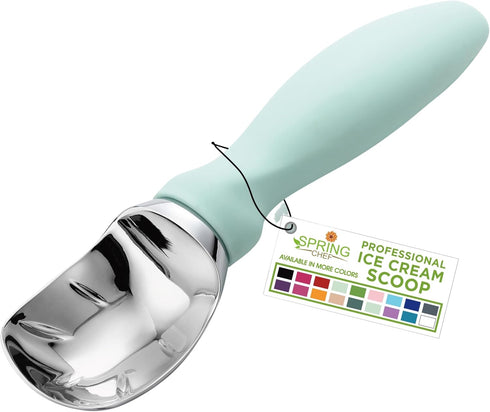 Spring Chef Heavy Duty Ice Cream Scoop with Comfortable Handle, Professional Metal Ice Cream Scooper for Gelato, Sorbet, Cookie Dough, Frozen Yogu...