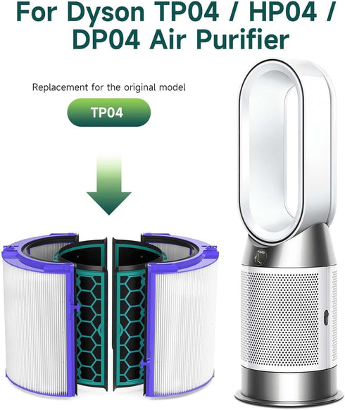Future Way TP04 Filter Replacement Compatible with Dyson TP04 / HP04 / DP04 Air Purifier, 360 Combi Glass True High Efficiency Air Filter & Activa...