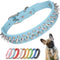 Spiked Dog Collar Soft Pu Leather Mushrooms Rivet Spike Studded Puppy Adjustable Cat Collars Light Blue XL...