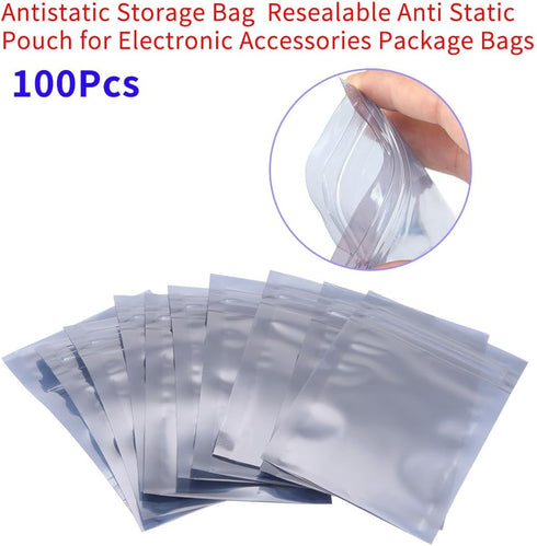 Antistatic Pouch, 100Pcs/set 6x9cm Antistatic Resealable Ziplock Pouch Storage Bag for Electronic Accessories for Batteries Electronic Components...