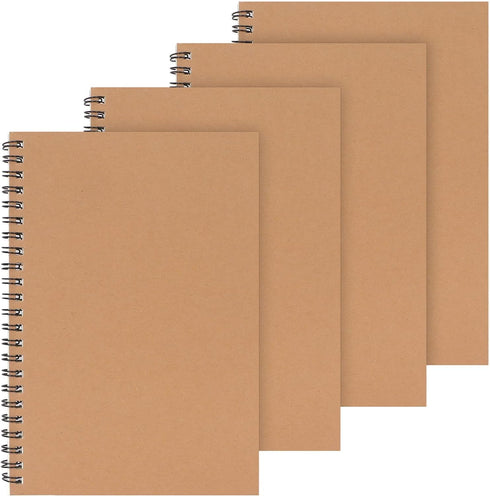 Spiral Notebook, 4 Pack Kraft Notebooks 5x8 Inches, A5 Lined College Ruled Notebooks Journal with Kraft Cover and 58 Sheets/116 Pages Ruled Lined ...