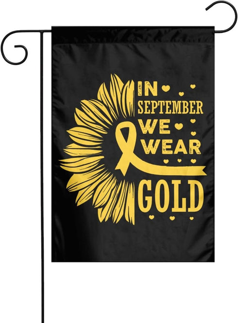 Childhood Cancer Awareness Month In September We Wear Gold Flag Double Sided Garden Flags Welcome Banner Decoration For Wedding Party Yard 12x18 I...