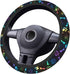 Black Rainbow Dog Paw Print Steering Wheel Cover Colorful Cute Bones Stearing Wheeler Covers Cooling Sterringwheelcovers Cool Girl Stering Coverin...