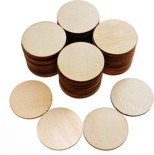 100 Pieces Unfinished Wood Circle - 2 Inch Round Disc Blank Natural Wooden Cutout Ornaments for Decoration DIY Craft Art Supplies, 0.11 inch Thick...