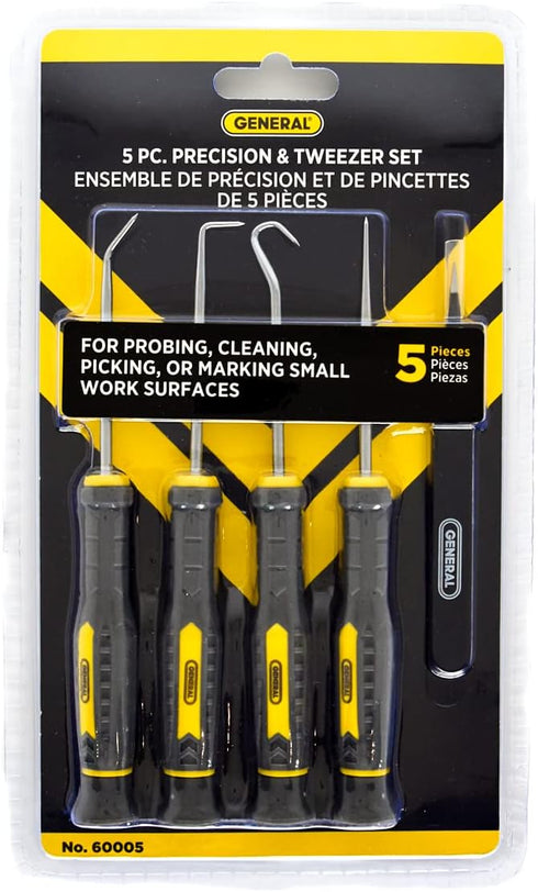 General Tools 5 Piece Precision Probe, Pick and Tweezer Set for Crafts, Hobbies, and Electronics - Hand Tools - Black...