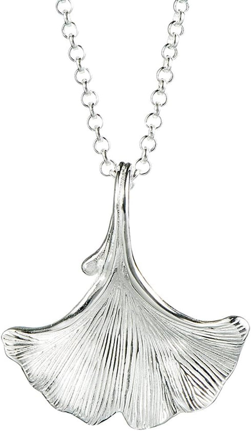 3D Ginkgo Leaf Sterling Silver Choker Necklace-silver...