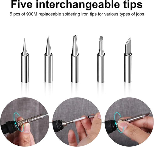 Soldering Iron Kit, 11-in-1 60W 110V US Plug Adjustable Temperature Electric Soldering Gun Welding Tools with for Soldering and DIY Solder Electro...
