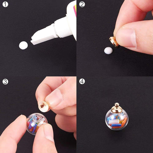 PH PandaHall 30 Pcs 14mm Mini Empty Clear Glass Globe Bottle Wish Ball Bottles DIY Pendant Charms with 30 Pcs 8mm Cap Bails for Earring Necklace J...