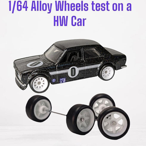 A Pair White Alloy 1:64 Wheels,Scale Alloy Wheels Rubber Tires,Model Alloy and Accessories Tires Wheel Rubber Tire and Wheel Sets Wheels and Tires...