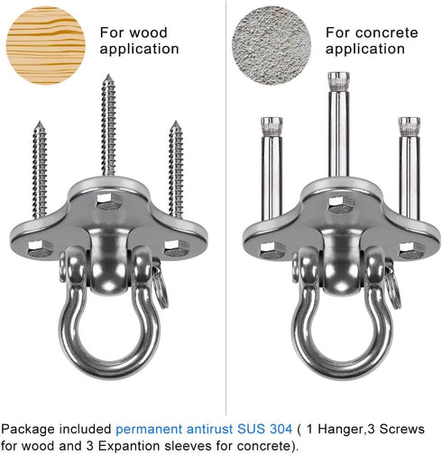BeneLabel 3 Holes Heavy Duty Swing Hanger, Swing Set Hardware, Swing Set Accessories, Swing Set Brackets, Hammock Hanging Kit, Punching Bag Hanger...