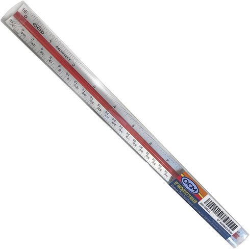 OCM 1 Triangular Architect Scale Ruler (Professional Grade Solid Aluminum) Color Coded 12 Inch Architectural Scale (Imperial Measurements) - Ideal...