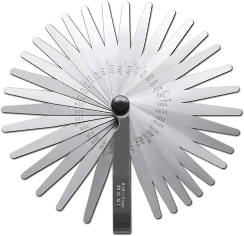 32 Blades Stainless Steel Feeler Gauge with Metric and Imperial Scale for Measuring Gap Width or Thickness...