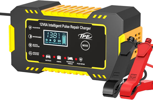 TPE Car Battery Charger 6 Amp 12V Battery Charger Automotive, Trickle Charger for Car Battery Smart Battery Charger for Lead Acid Batteries Car Tr...