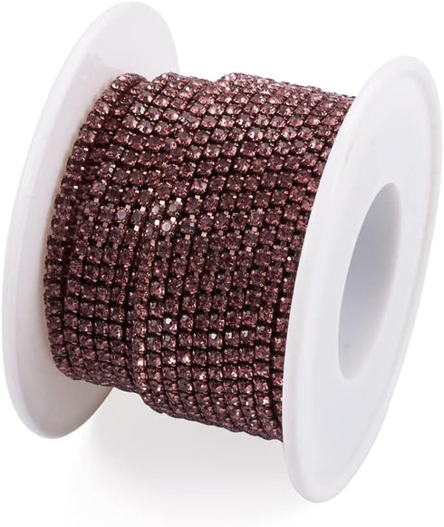 Fashewelry 10 Yards Crystal Rhinestone Close Cup Chain 2mm Trimming Beaded Applique Claw Chain Roll for DIY Art Craft Clothes Wedding Party Decora...