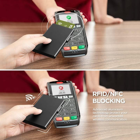 Pop Up Wallet, Slim Minimalist Credit Card Holder For Men And Women, Card Holder for 7 Cards, RFID Protection Ultra Slim Metal Wallet (Aluminum, b...