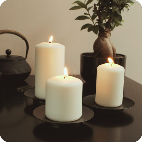 Iron Metal Candle Holders for Pillar Candles, Decorative Candle Plates for Home Decor, Table, Wedding, Spa (3 Candle Plate Set Matte Black Pillar ...
