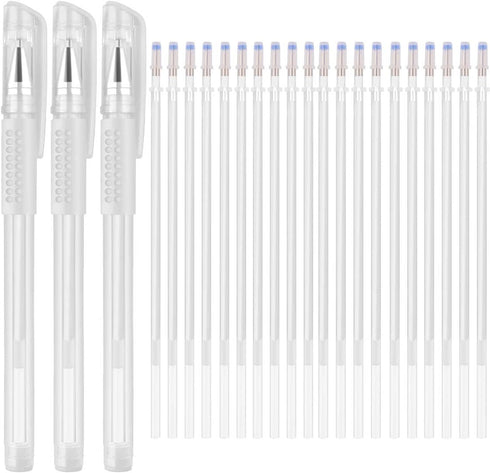 Heat Erasable Fabric White Marking Pens with 20 Refills for Tailors Sewing and Quilting Dressmaking, White Heat Erase Pens of Fabrics....