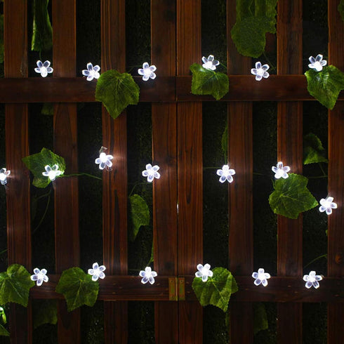 SEMILITS Outdoor Solar String Lights 50LED Flower Shaped Solar Fairy Lights for Christmas Garden Decoration White...