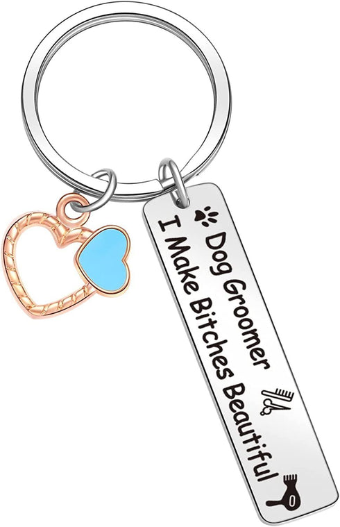 Dog Groomer Gifts Keychain for Women Men Dog Groomer I Make Bitches Beautiful Key Chains for Dog Hairdresser Groomers Appreciation Gift for Dog Ha...