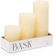 BASK Mottled Pillar Candles - Unscented Ivory Pillar Candles Set of 3 - Dripless, Smokeless for All Occasions...