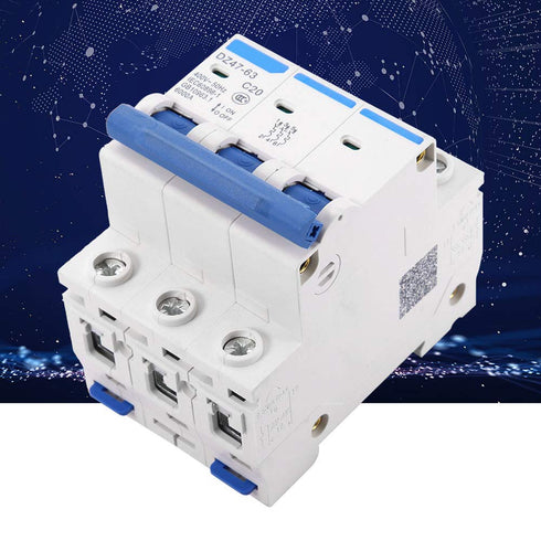 Mini Circuit Breaker, 3 Pole MCB Miniature AC 400V 6/10/16/20A Circuit Breaker, Overload Protection for Combiner Box for DC Systems(20A)...